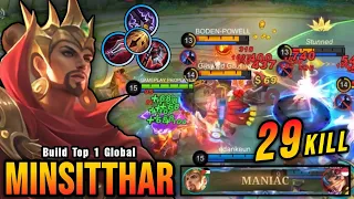 29 Kills + MANIAC!! OP Lifesteal Minsitthar Offlane Monster!! - Build Top 1 Global Minsitthar ~ MLBB