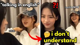 MINJI's reaction to DANIELLE speaking ENGLISH (she doesn't understand)