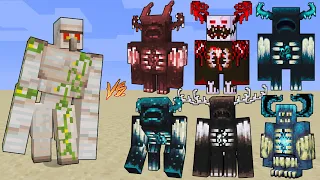 OP Iron Golem Vs powerful Wardens / Minecraft Mob Battle