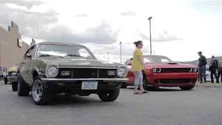 1972 Ford Maverick vs. 2015 Challenger Hellcat at 2015 Duluth Drag Races