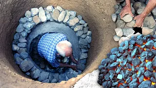 ARTISAN LIME KILN in the mountains. Crafting with limestone and dried bushes | Documentary film