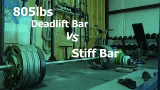 Battle of the bend ep.1- 805lb/365kg on a deadlift bar vs Stiff bar (conventional)