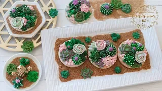 BEAUTIFUL SUCCULENT GARDEN COOKIES - HOW TO PIPE 6 different types of succulents