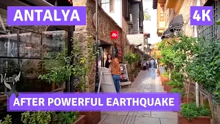 After Powerful Earthquake Türkiye |Antalya 2023 Old Town 9 February Walking Tour|4k UHD 60fps