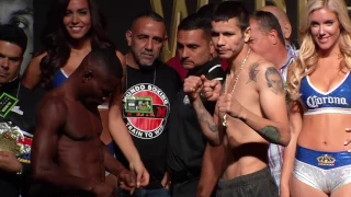 Guilermo Rigondeaux vs. Moises Flores weigh in and face off