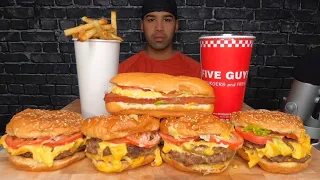 (ASMR) FIVE GUYS MUKBANG