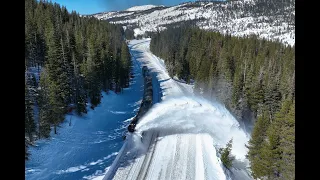 4k: Union Pacific Railroad Rotary Snow Plow at Troy, CA on Donner Pass
