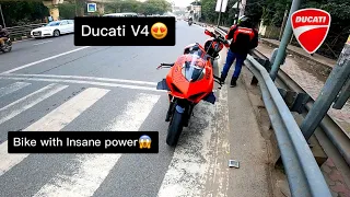 Ducati Panigale V4 First Ride Review | The Fastest Track bike | Accidental wheelie on Ducati V4😱 |