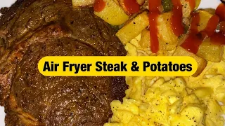 Air Fryer Ribeye Steak, Eggs & Potatoes by Chef Bae | Cuttin Up With Bae | Breakfast | Brunch |