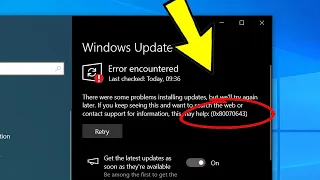Fix Error encountered 0x80070643 Windows update - How To Solve 0x80070643 error in Windows 10 / 11 ✅