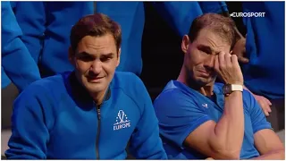 Rafa and Roger Crying beside each other after Federer's Retirement