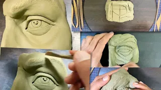 Sculpting open eyes in clay - Human body parts modeling with few easy techniques (for beginners)