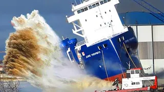 15+ Dangerous Big Ship Launch Gone Bad ! , CLOSE CALLS and Huge WAVES