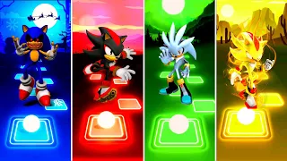 Sonic exe 🆚 Shadow Sonic 🆚 Silver Sonic 🆚 Super Shadow Sonic | Sonic Team Tiles Hop EDM Rush