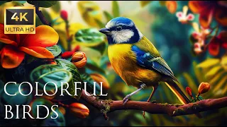 4K Colorful Tit bird - Beautiful Birds Sound in the Forest | Bird Melodies