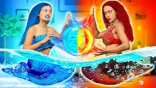 WE Built SECRET ROOMS Underwater | HOT vs COLD Mermaid -Two Girls Have the same Crush! by La La Life