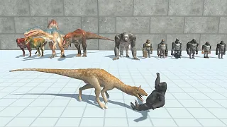 OLD CARNIVORE DINOSAURS VS MUTANT PRIMATES - Animal Revolt Battle Simulator