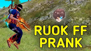 RUOK FF PRANK IN V BADGE ID😆!!! || SOLO VS SQUAD || THE HACKER IS BACK ONLY RED NUMBERS GAMEPLAY