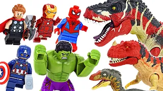 レゴマーベルアベンジャーズハルク、スパイダーマン、アイアンマン！ 巨大恐竜を倒す! | ドゥドゥポップトイ