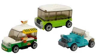 Lego Mini Vehicles | Sluban M38-B0933(A,C,G) car, bus, hot dog truck (Tutorial)