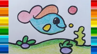 How to draw cute fish 🐠 easy step by step|easy drawing for Kids|Toddlers