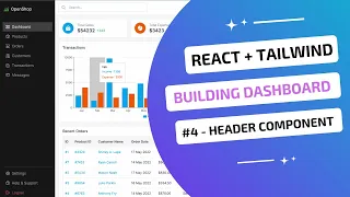 React and Tailwind CSS Tutorial for Beginners | Building a dashboard - #4 Building Header Component