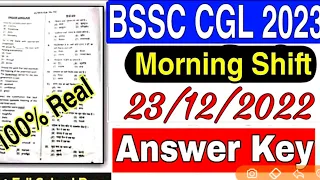 BSSC CGL 23 December 1st Shift Question Paper  bssc cgl 23 december 1st shift answer key 2022 cutoff