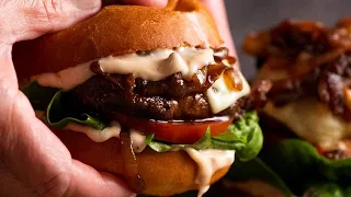 Swiss Mushroom Burgers - quick and easy! (Vegetarian)