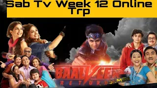Sab Tv Week 12 Online Trp | Very low trp of baalveer returns 😭 #sabtvonlinetrp