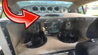 ONE OF A KIND SUBWOOFER BOX IN THIS CAR SOUNDS GOOD