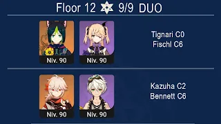 Spiral Abyss 3.4 DUO Tignari C0 & Fischl C6 / Kazuha C2 & Bennett C6 / Floor 12 Genshin Impact