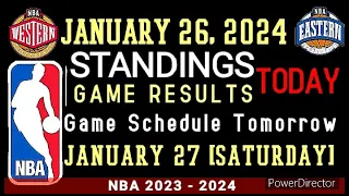 NBA Standings as of today JANUARY 26, 2024 | Game Result|  #nba #standings #games #results