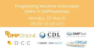 Part 1 - Progressing Machine Actionable Data Management Plans in DMPRoadmap