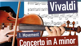 Vivaldi Concerto in A minor, 1. Movement, Op. 3 No. 6 CLOSE UP | Violin Sheet Music | Piano Accomp.