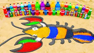 How to make Rainbow Lobster with Orbeez, Big Coca-Cola, Mirinda, Sprite vs Mentos Fanta Underground