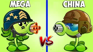 Mega Gatling Pea VS China Gatling Pea - Who Will Win? - PvZ 2 Team PEA China Vs International