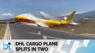 DHL cargo jet splits in two after skidding off runaway in Costa Rica