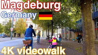 Walking Around The City Center MAGDEBURG / Germany 🇩🇪- Sunny Autumn - 4K 60fps (UHD)