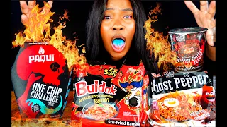 Worlds Spiciest Chip - 2022 One Chip Challenge | SPICY NOODLES MUKBANG | Eat Spicy with Tee