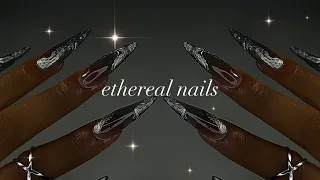 SILVER CHROME ETHEREAL NAILS🧚‍♀️🌙| satisfying acrylic application + easy nail art!✨