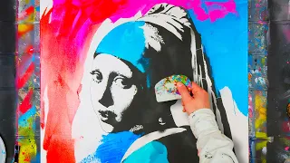 Create Your 'Girl with a Pearl Earring' with a Stencil in a Pop Art Explosion - Painting Demo