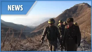 North Korean troops cross the border for guard post inspections