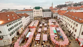 🇸🇰  BRATISLAVA CHRISTMAS MARKET 2023 [MORNING TOUR] FOOD, PRICES, ATTRACTIONS