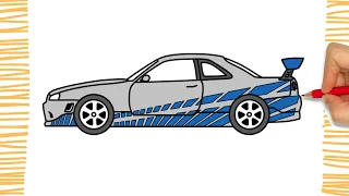 Como Dibujar un SKYLINE R34 I Paso a Paso