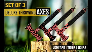 NedFoss Throwing Axes, Deluxe Double Bit Hatchet Throwing Axe Set - Animal Series