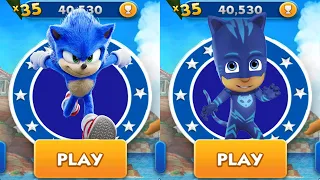 Sonic Dash vs Tag with Ryan - Movie Sonic vs Pj Mask Catboy - Run Gameplay