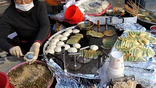 납작만두, 호떡, 어묵, 36년된 단골 많은 곳 / flat dumplings, sweet pancake, fish cake - korean street food