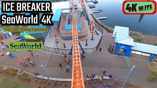 ICE BREAKER SeaWorld FRONT SEAT On Ride 4K 60fps POV Roller Coaster