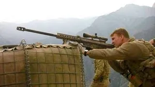 U.S. Army Sniper In Afghanistan With His Barrett Rifle
