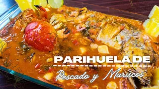 PARIHUELA DE PESCADO Y MARISCOS 🦀 Receta Peruana 🇵🇪